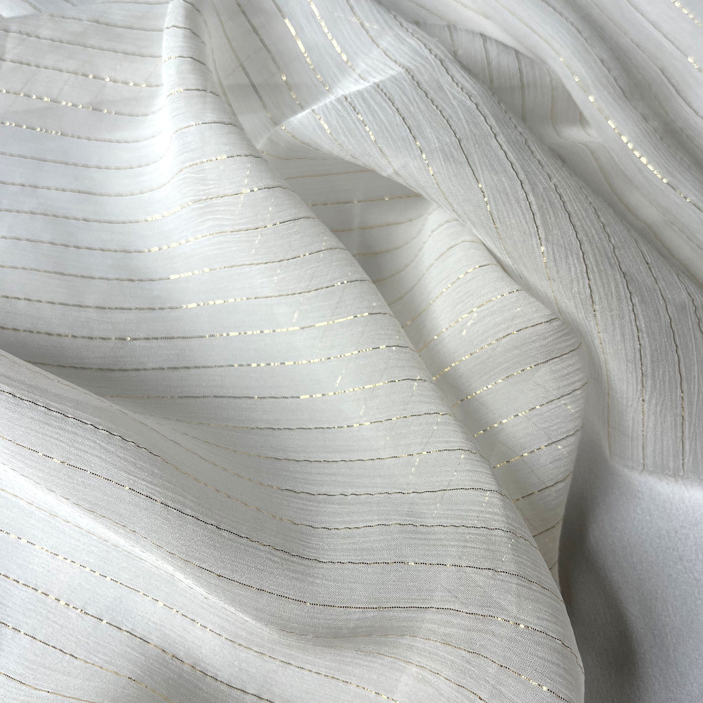 10 Momme Silk Viscose Crinkle Chiffon Golden Shiny Striped Fabric Clothing Elegant Luxury For Women For Sewing By Meters