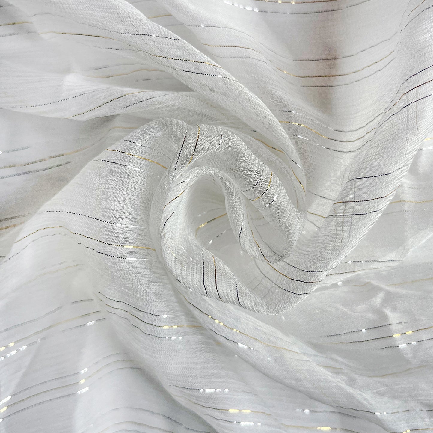 5 Momme Silk Crinkle Chiffon Golden and Silver Shiny Striped Clothing Fabric Elegant Luxury For Women For Sewing By Meters