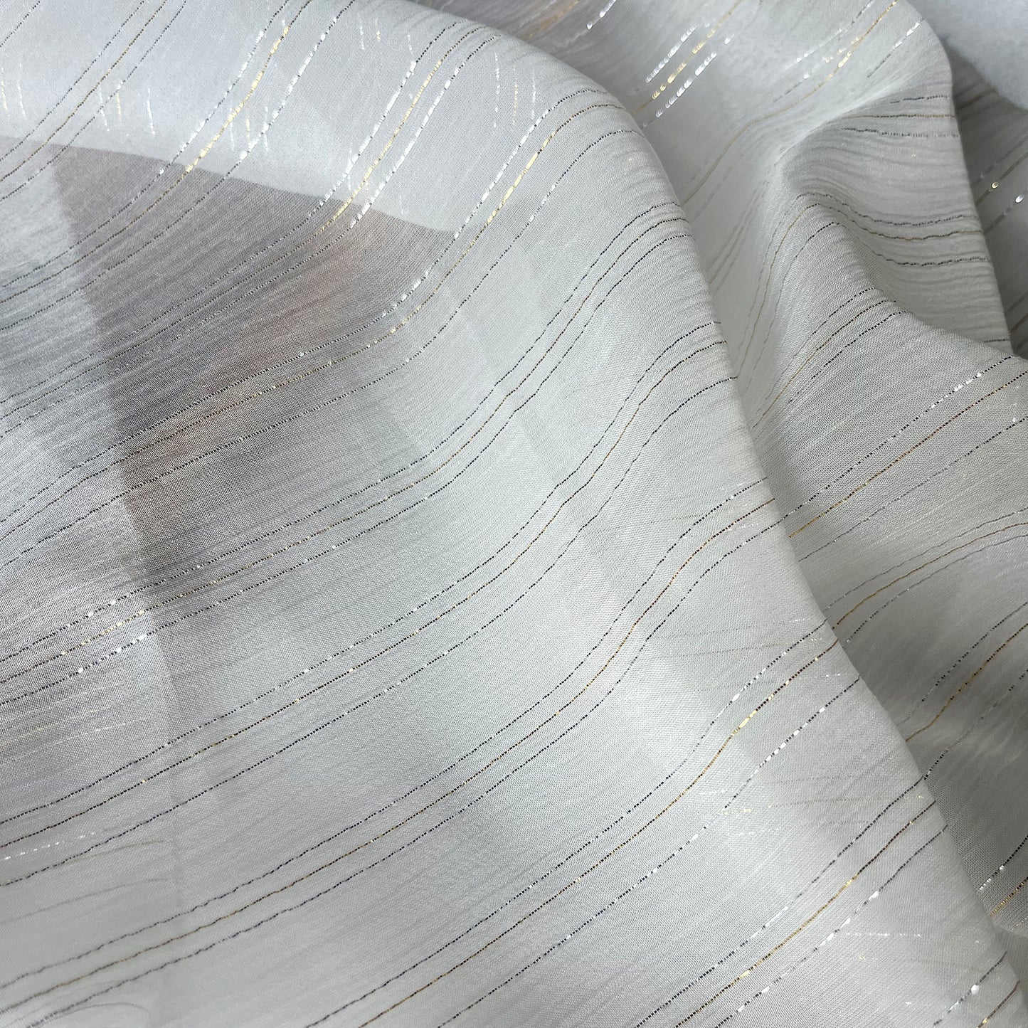 10 Momme Silk Crinkle Chiffon Shiny Striped Clothing Fabric Elegant Luxury For Women For Sewing By Meters
