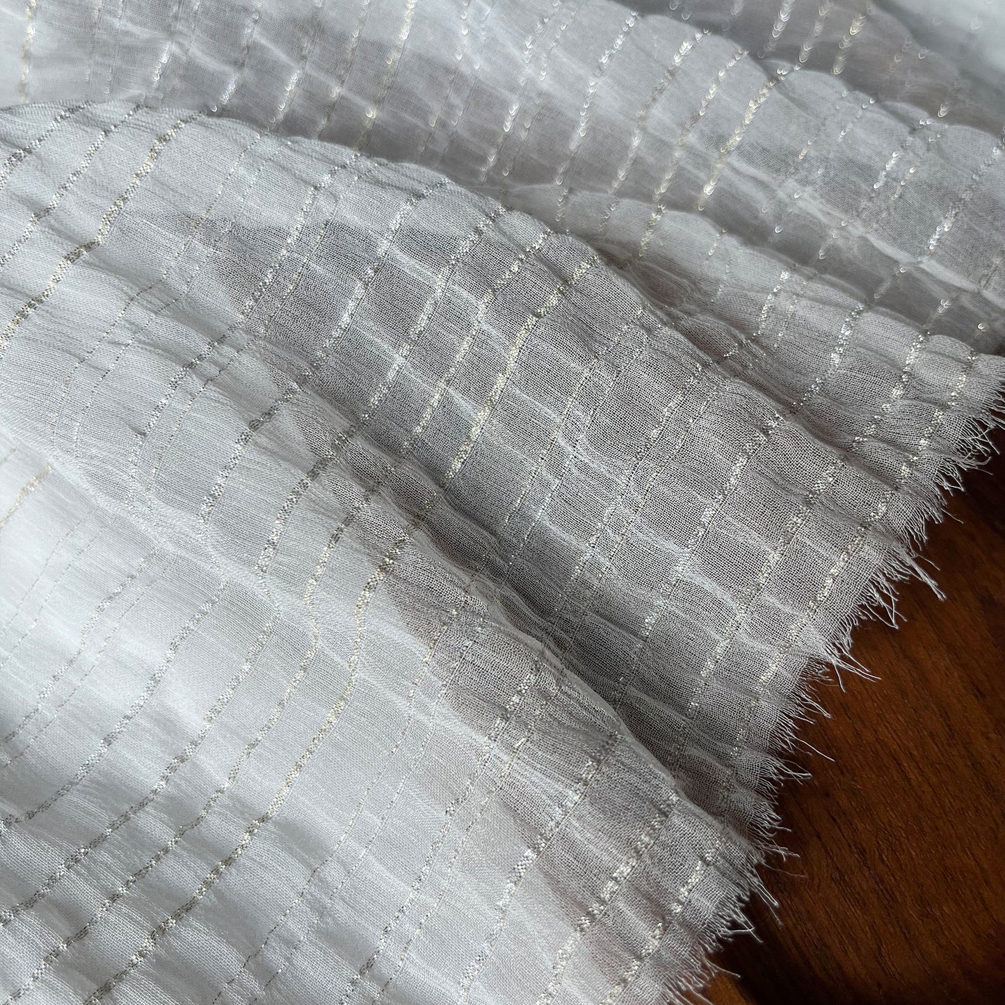 10 Momme Silk Crinkle Chiffon Crepe Golden and silver Shiny Striped Clothing Fabric Elegant Luxury For Women For Sewing By Meters