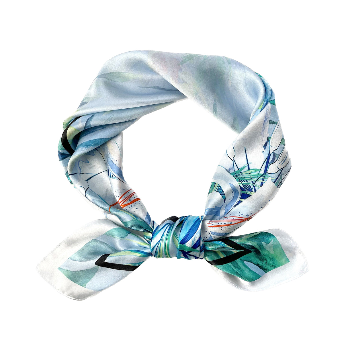 Tolzorai Pure Mulberry Silk Light weight Hair Scarf 21" Neckerchief Printed Women's Head Scarf Wraps With Gift Packed