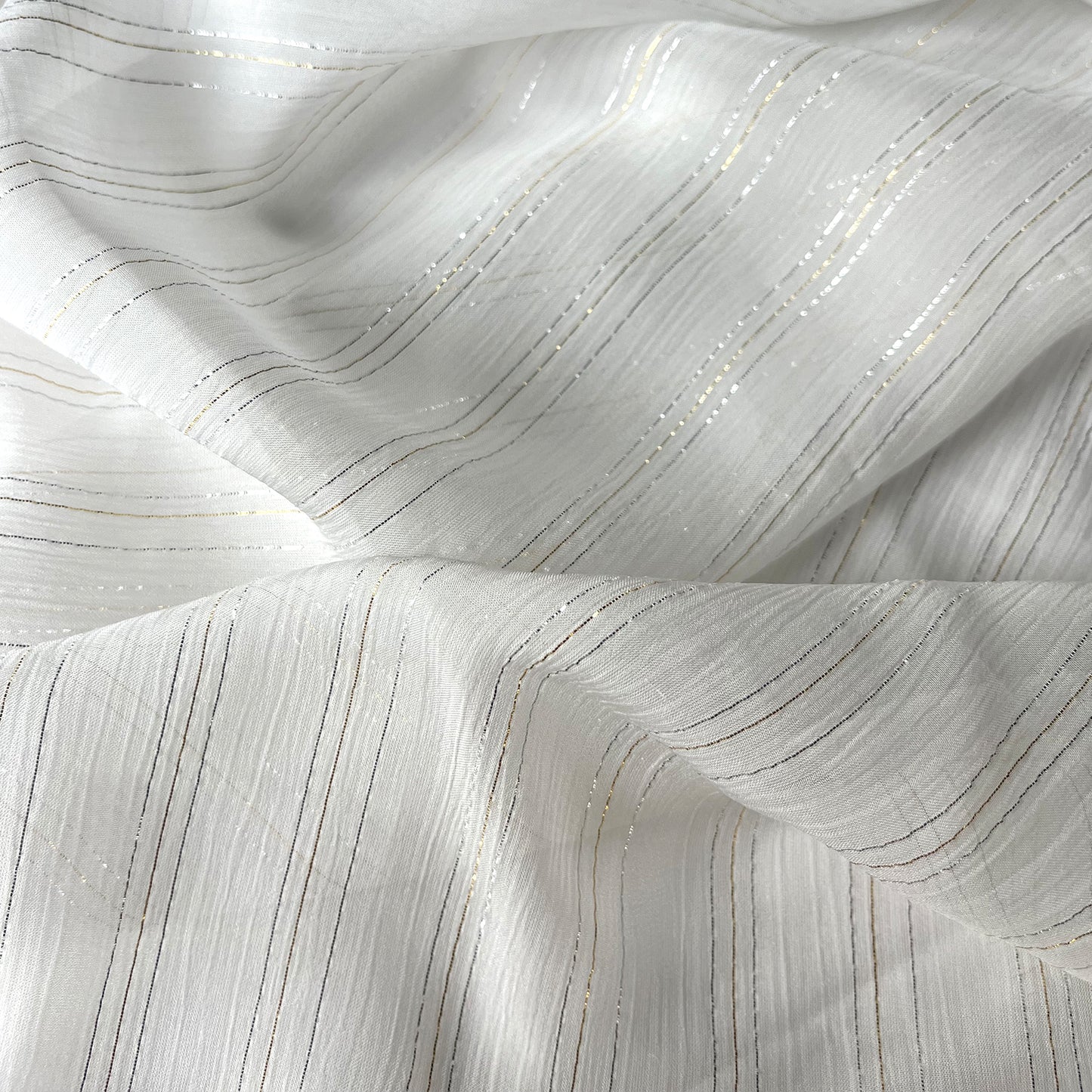 10 Momme Silk Crinkle Chiffon Shiny Striped Clothing Fabric Elegant Luxury For Women For Sewing By Meters