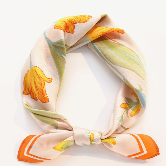 Tolzorai Pure Mulberry Silk Light weight Hair Scarf 21" Neckerchief Printed Women's Head Scarf Wraps With Gift Packed