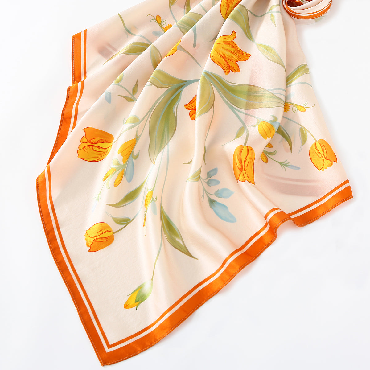 Tolzorai Pure Mulberry Silk Light weight Hair Scarf 21" Neckerchief Printed Women's Head Scarf Wraps With Gift Packed