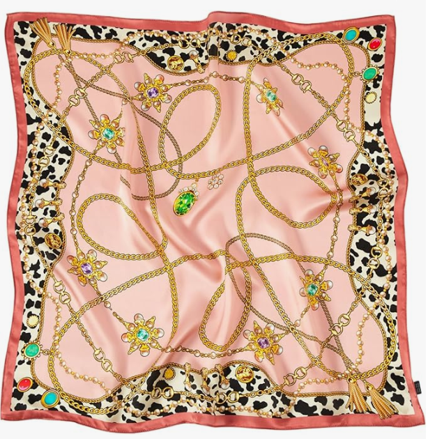 Tolzorai Pure Mulberry Silk Light weight Hair Scarf 21" Neckerchief Printed Women's Head Scarf Wraps With Gift Packed