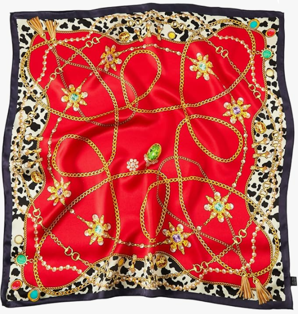 Tolzorai Pure Mulberry Silk Light weight Hair Scarf 21" Neckerchief Printed Women's Head Scarf Wraps With Gift Packed