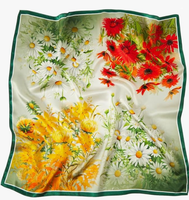 Tolzorai Pure Mulberry Silk Light weight Hair Scarf 21" Neckerchief Printed Women's Head Scarf Wraps With Gift Packed